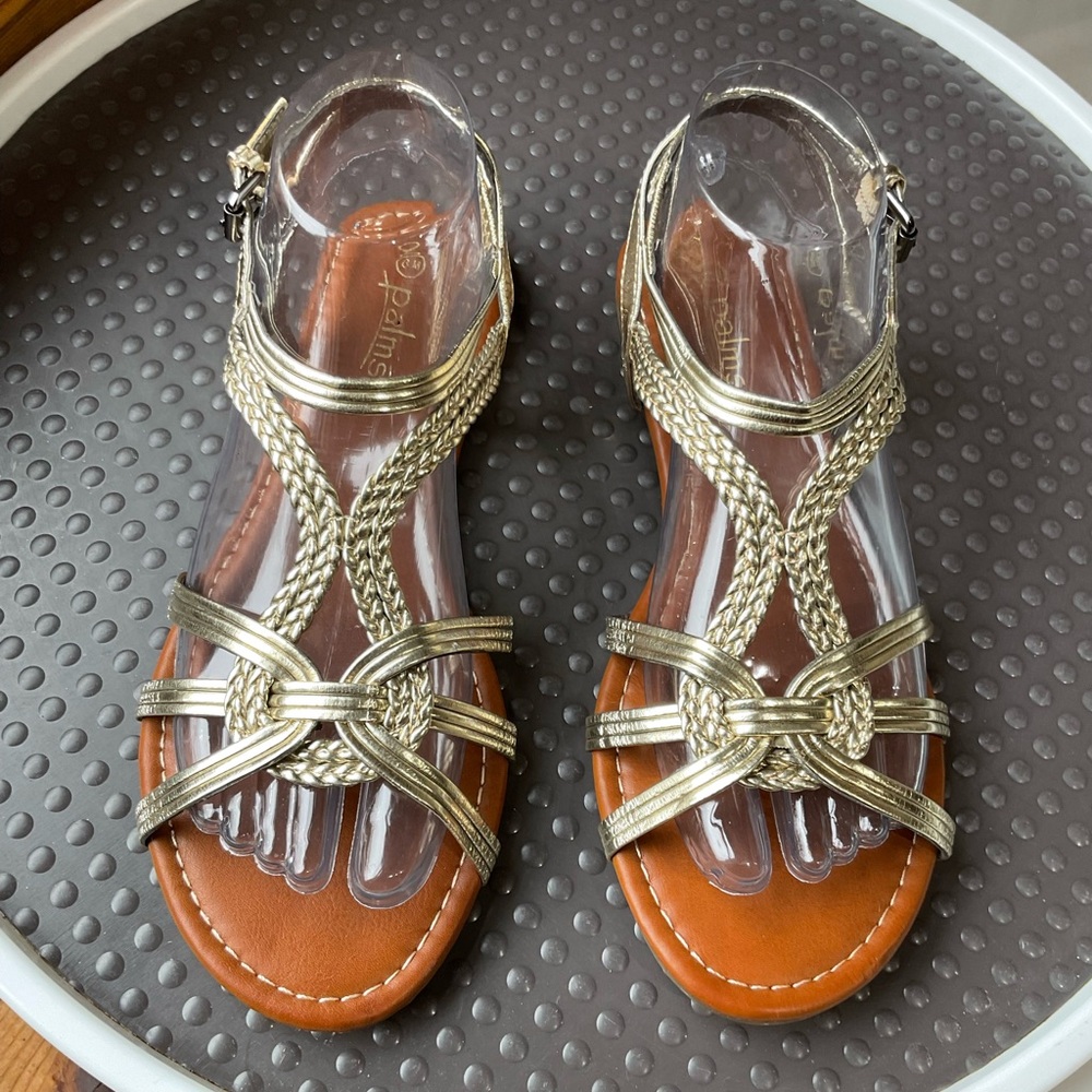Palms Size 8 M Golden Braided Flats Women’s Sandals VGC